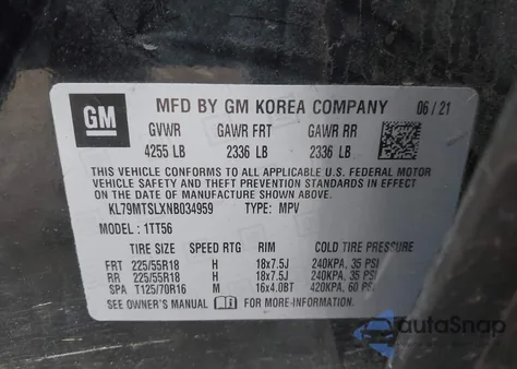 2022 Chevrolet Trailblazer Fwd Rs from USA, damaged, VIN KL79MTSLXNB034959